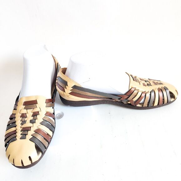 Softspots Woven Comfort Leather Huarache Sandals Slingback Flat 9 Narrow - Picture 6 of 11